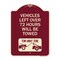 Signmission Vehicles Left Over 72 Hours Will Towed Tow-Away Zone Heavy-Gauge Alum Sign, 24" x 18", BU-1824-22739 A-DES-BU-1824-22739 - alternate 1